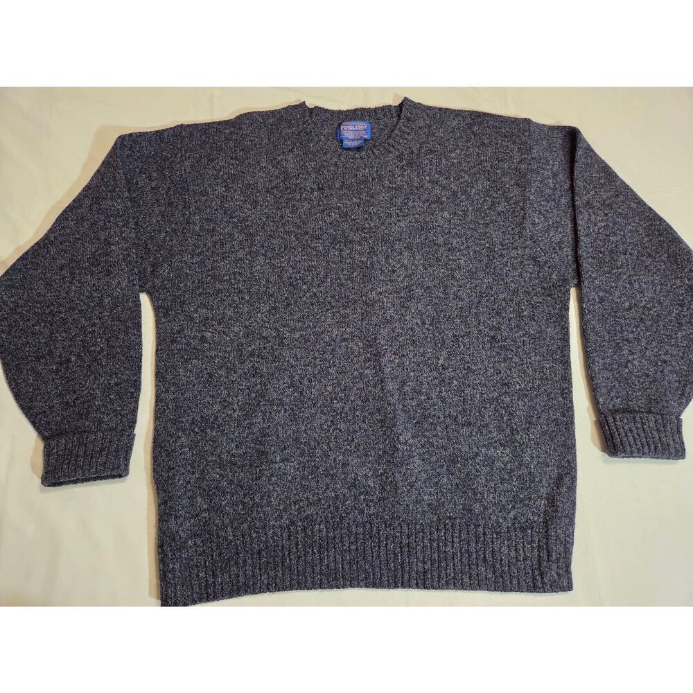 PENDLETON SHETLAND WOOL CREWNECK PULLOVER KNIT SWEATER BLUE HEATHER MENS XL